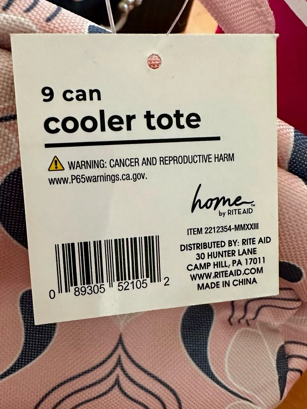 Pink Patterned 9 Can Cooler Tote Bag